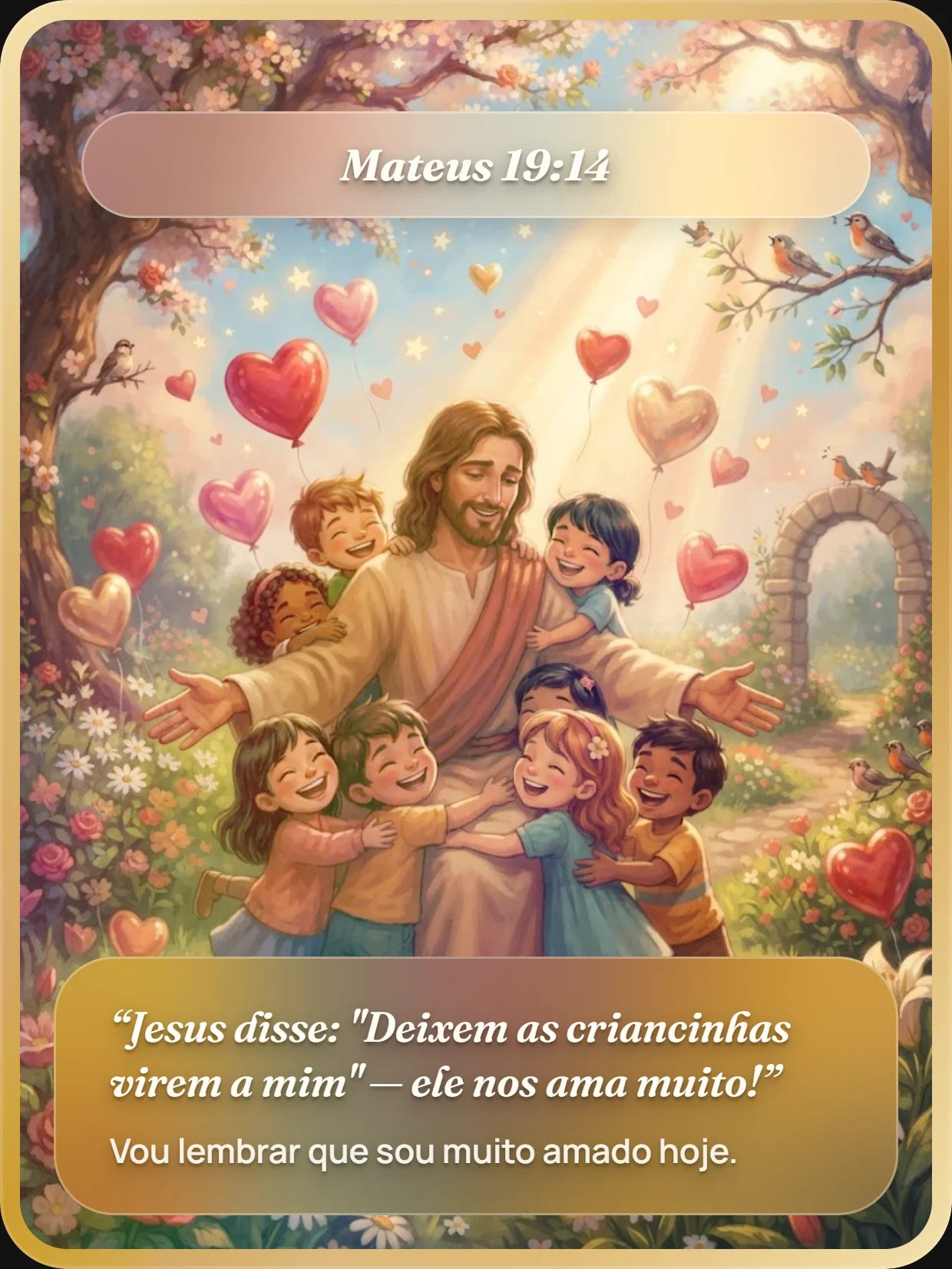 Card finalizado sobre Jesus e as crianças